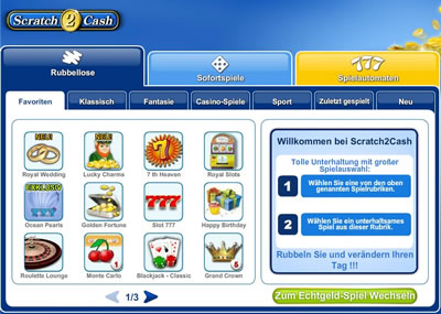 Die Software von Scratch2Cash >